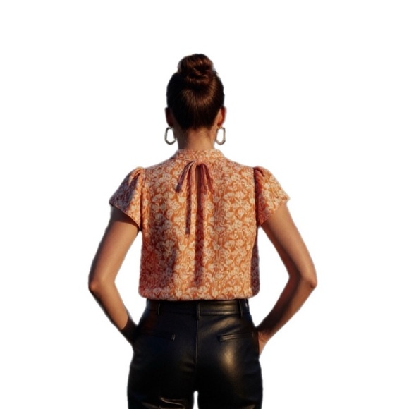 LC Lauren Conrad Peach Floral Blouse - Picture 2 of 4